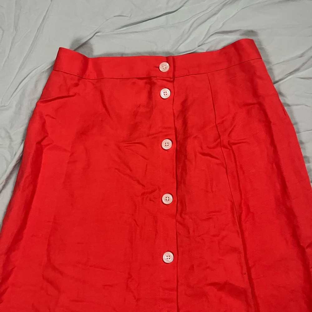 LOFT Red Button-Front Midi Skirt - Picture 2 of 4
